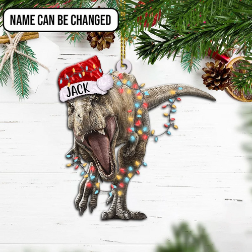 Personalized Dinosaur Christmas Ornament, Dinosaur Ornament, T-Rex Dinosaur Christmas Ornament