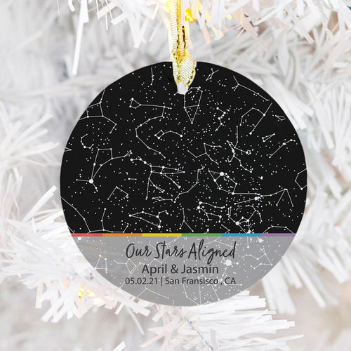Custom Star Map By Date Lgbtq Rainbow Ornament For Gay Couple Gift For Lesbian Wedding Ornament Gay Anniversary Gift Gay Christmas Ornament