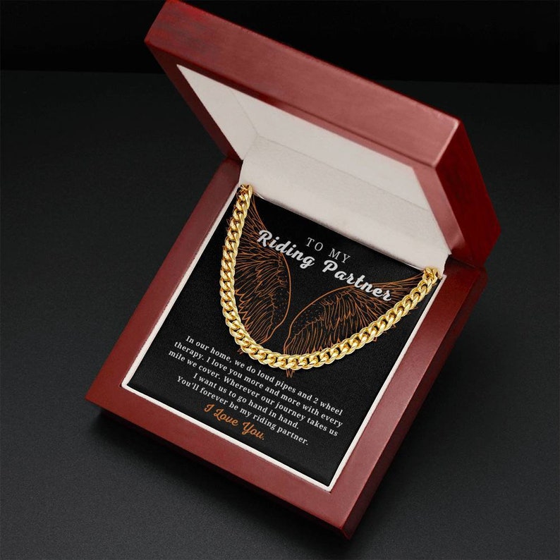 To My Riding Partner Necklace - I love you more and more with every mile we cover - Cuban Link Chain Necklace LX331X