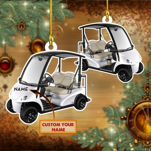 Golf Cart Personalized Christmas Ornament for Golf Players - Two Sided Ornament