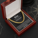 To My Son Necklace I will always carry you in my heart Love, Mom Cuban Link Chain Necklace LX340M