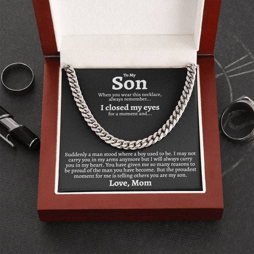 Sentimental Son Gifts from Mom Cuban Chain Necklace Mother to Son Gifts Gifts for Son Birthday Unique Gifts for Son