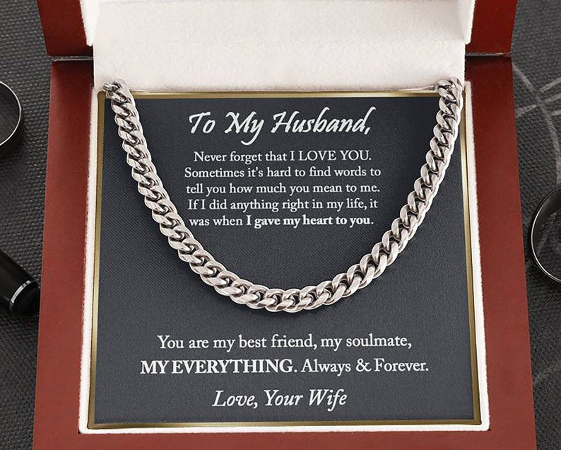 To My Husband Necklace, Anniversary Gift For Husband, Husband Gift From Wife, Husband Birthday, Father's Day Gift For Husband, Cuban Link Chain Necklace