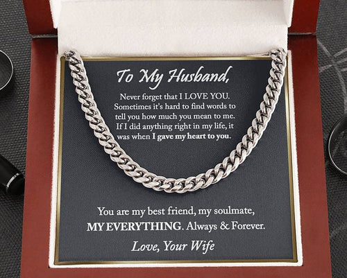 To My Husband Necklace, Anniversary Gift For Husband, Husband Gift From Wife, Husband Birthday, Father's Day Gift For Husband, Cuban Link Chain Necklace