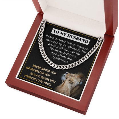 Anniversary Gift for Husband, Always Beside You Forever Love You DaBass Husband Necklace from Wife, Cuban Link Necklace