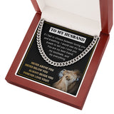 Anniversary Gift for Husband, Always Beside You Forever Love You DaBass Husband Necklace from Wife, Cuban Link Necklace