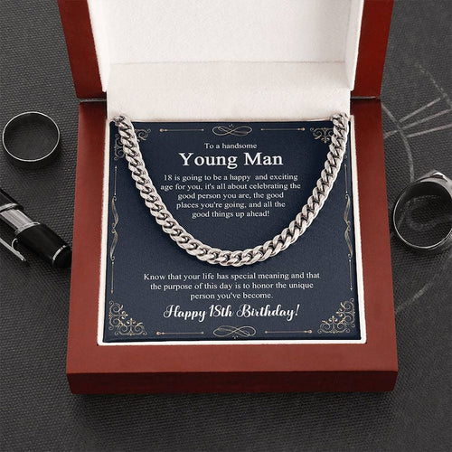 18th Birthday Necklace Gift For Him, Present For Man, Personalized Gift for 18 Year Old Male, 18th Birthday Gift Boy Cuban Link Chain Necklace