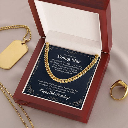 18th Birthday Necklace Gift For Him, Present For Man, Personalized Gift for 18 Year Old Male, 18th Birthday Gift Boy Cuban Link Chain Necklace