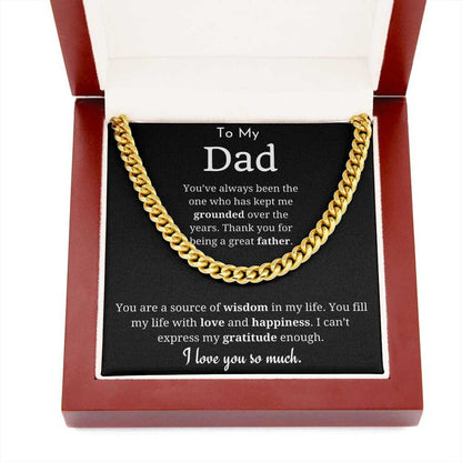 To My Dad Necklace, Gifts for Dad from Daughter/Son, Necklace Gift for Dad Birthday, Father's Day Gift, Cuban Link Chain Necklace