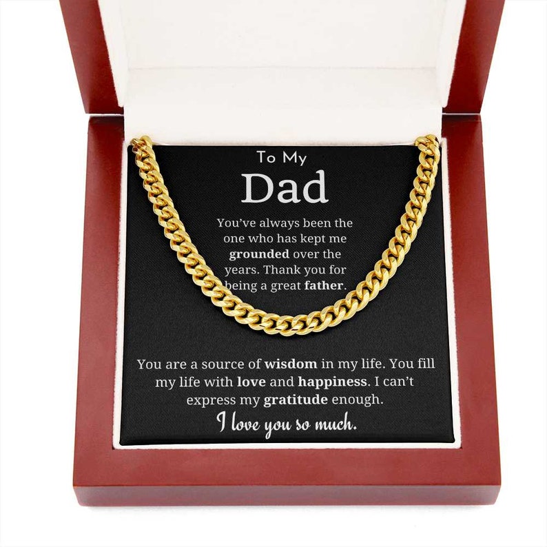 To My Dad Necklace, Gifts for Dad from Daughter/Son, Necklace Gift for Dad Birthday, Father's Day Gift, Cuban Link Chain Necklace