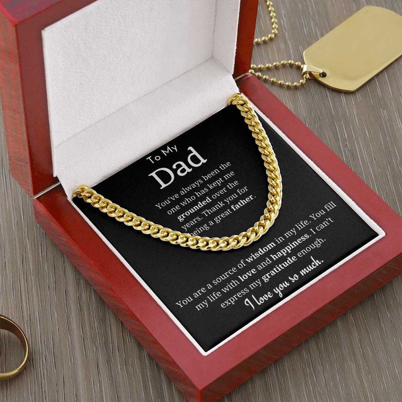 To My Dad Necklace, Gifts for Dad from Daughter/Son, Necklace Gift for Dad Birthday, Father's Day Gift, Cuban Link Chain Necklace