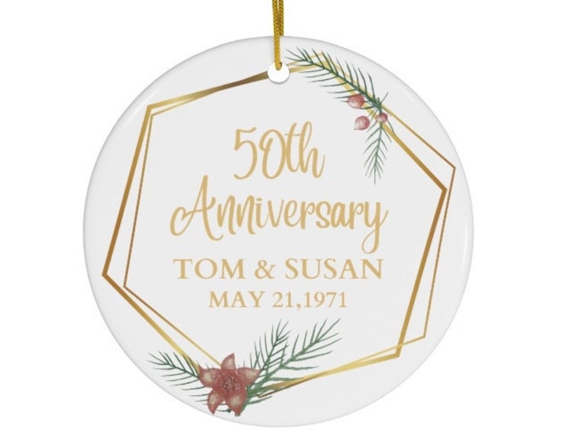 Anniversary Gift | Custom Year | Personalized Names | Gift For Mom | For Parents | Gift For Grandma | 30Th 40Th 50Th | Ceramic Ornaments