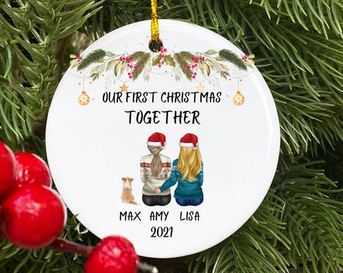 Couple Christmas, Christmas , Family Christmas Ornament , Personalize, Dog Dad, Dog Mom, Custom, Minimalist Ornament, Pet Memorial Gift