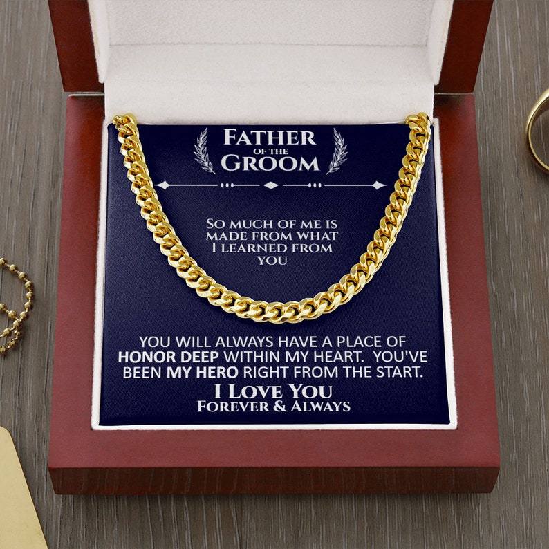 Father of the Groom Cuban Chain Necklace Groom Gift to Father Father of the Groom Gifts from Son Gifts for Father of