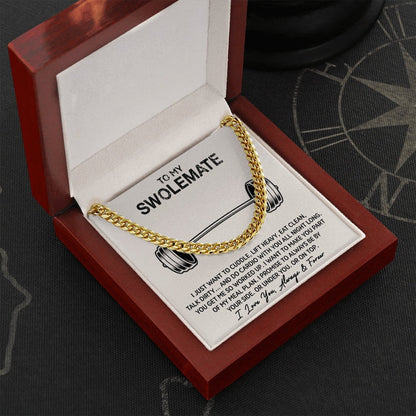To My Swolemate Cuban Necklace, Man Jewelry, Valentine Gift For Man, From His Swolemate, Best Birthday Gift For Man