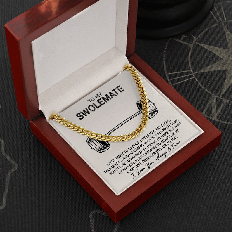 To My Swolemate Cuban Necklace, Man Jewelry, Valentine Gift For Man, From His Swolemate, Best Birthday Gift For Man