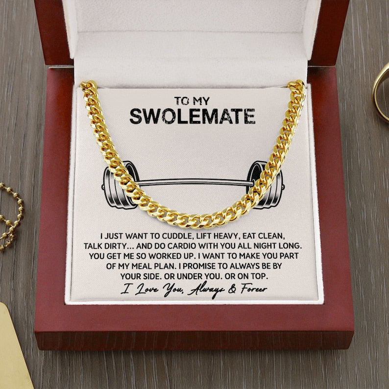 To My Swolemate Cuban Necklace, Man Jewelry, Valentine Gift For Man, From His Swolemate, Best Birthday Gift For Man