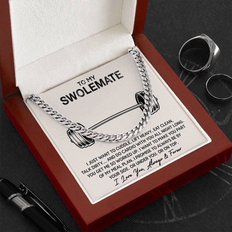 To My Swolemate Cuban Necklace, Man Jewelry, Valentine Gift For Man, From His Swolemate, Best Birthday Gift For Man