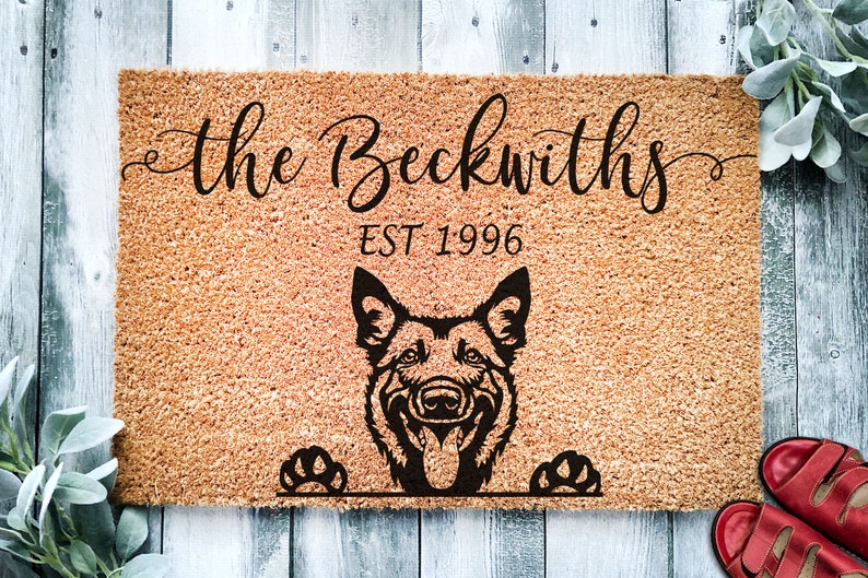 Belgian Shepherd Personalized Custom Doormat Belgian Sheepdog Dog Welcome Mat Housewarming Gift Last Name Door mat