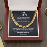 To My Son Necklace, I Will Always Be With You Love Mom, Cuban Link Chain Necklace, Necklace Gift For Son From Mom