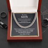 To My Son Necklace, I Will Always Be With You Love Mom, Cuban Link Chain Necklace, Necklace Gift For Son From Mom