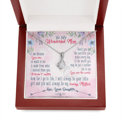 Jewelry, Necklace, Message Card, Mother's Day Gift, Pink Background, Flowers, Alluring Beauty Necklace, To Mom From Daughter