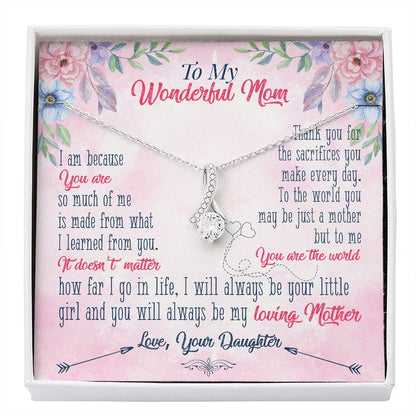 Jewelry, Necklace, Message Card, Mother's Day Gift, Pink Background, Flowers, Alluring Beauty Necklace, To Mom From Daughter