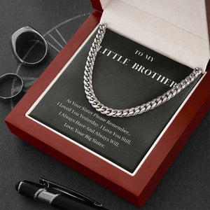 To My Little Brother Necklace, Birthday Gift Present For Little Brother, Graduation Gift From Big Sister, To My Little Brother Cuban Link Chain