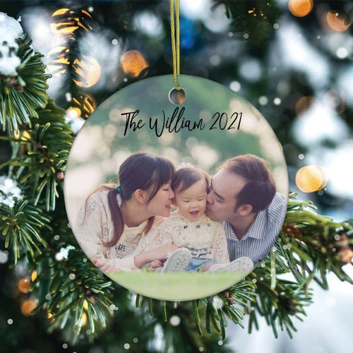 Custom Family Photo Ornament,Birthday Ornament,Custom  Bauble,Portrait Ornament, Family Memorial Ornament,Holiday  Bauble,Anniversary Gift