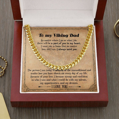 Viking Dad Gift Necklace, Viking Style Gift For My Dad, Cuban Link Chain Necklace For Dad From Daughter ,To My Dad Gift From Son
