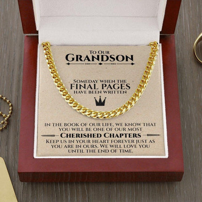 To Our Grandson Necklace from Grandparents, Jewelry for Grandson, Grandson Keepsake, Christmas Gift for Grandson, Grandson Birthday Gifts, Cuban Link Chain Necklace