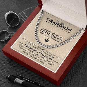 To Our Grandson Necklace from Grandparents, Jewelry for Grandson, Grandson Keepsake, Christmas Gift for Grandson, Grandson Birthday Gifts, Cuban Link Chain Necklace