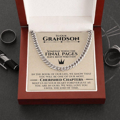 To Our Grandson Necklace from Grandparents, Jewelry for Grandson, Grandson Keepsake, Christmas Gift for Grandson, Grandson Birthday Gifts, Cuban Link Chain Necklace
