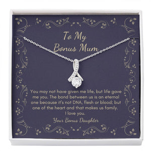 Jewelry, necklace, Message Card, Mother's Day Gift, To MY Bonus Mom, Lined Flower Frame, Alluring Beauty Necklace Gift To Mom From Daughter