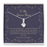 Jewelry, necklace, Message Card, Mother's Day Gift, To MY Bonus Mom, Lined Flower Frame, Alluring Beauty Necklace Gift To Mom From Daughter