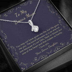 Jewelry, necklace, Message Card, Mother's Day Gift, To MY Bonus Mom, Lined Flower Frame, Alluring Beauty Necklace Gift To Mom From Daughter