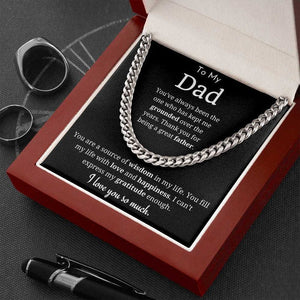 To My Dad Necklace, Gifts for Dad from Daughter/Son, Necklace Gift for Dad Birthday, Father's Day Gift, Cuban Link Chain Necklace