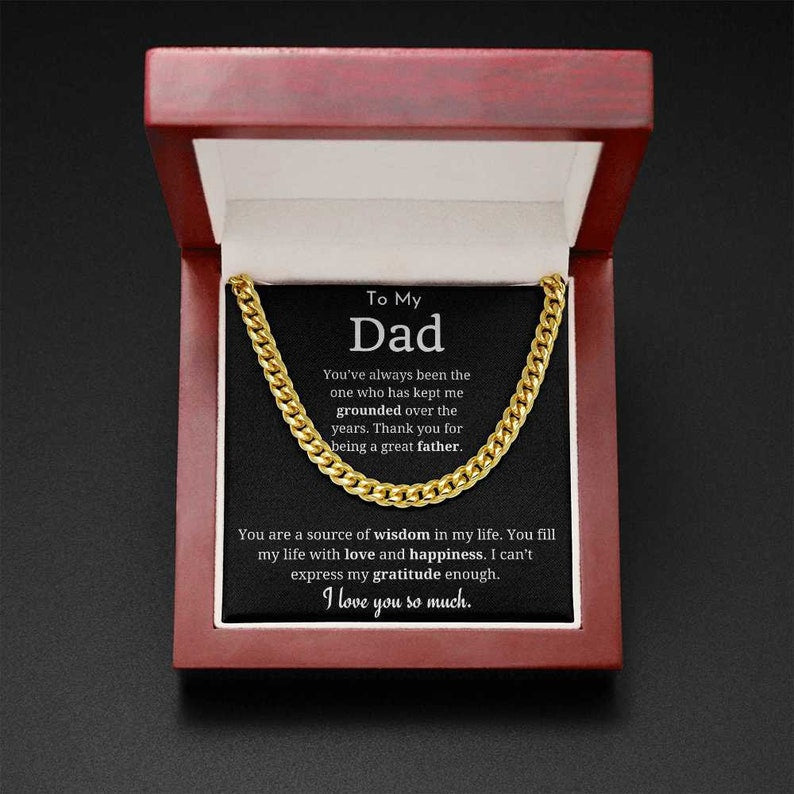 To My Dad Necklace, Gifts for Dad from Daughter/Son, Necklace Gift for Dad Birthday, Father's Day Gift, Cuban Link Chain Necklace