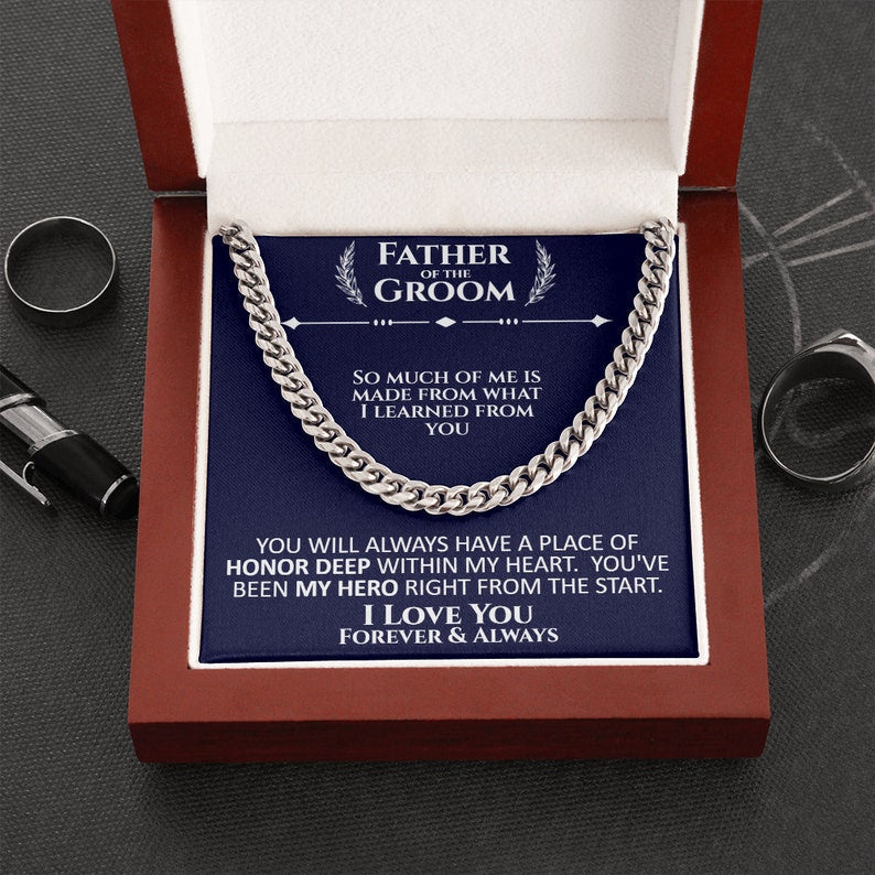 Father of the Groom Cuban Chain Necklace Groom Gift to Father Father of the Groom Gifts from Son Gifts for Father of