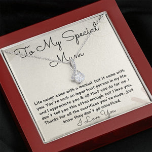 Jewelry, Necklace, Message Card, Mother's Day Gift, To My Bonus Mom, Alluring Beauty Necklace Gift, Gift From Daughter Son