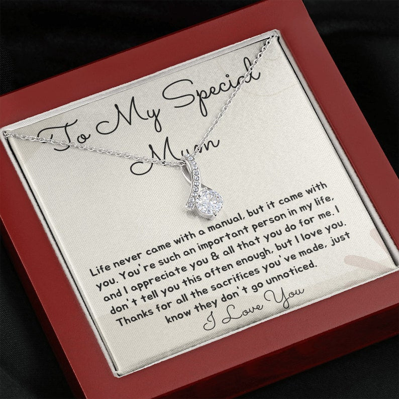 Jewelry, Necklace, Message Card, Mother's Day Gift, To My Bonus Mom, Alluring Beauty Necklace Gift, Gift From Daughter Son
