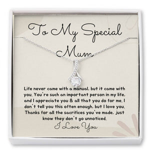 Jewelry, Necklace, Message Card, Mother's Day Gift, To My Bonus Mom, Alluring Beauty Necklace Gift, Gift From Daughter Son