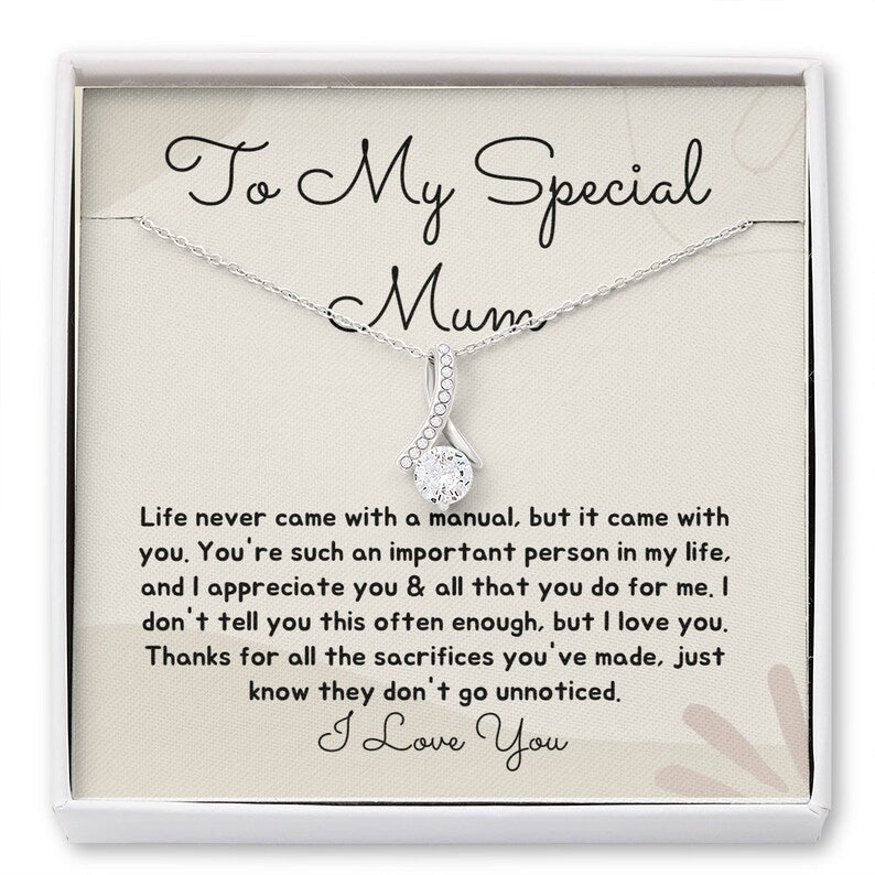 Jewelry, Necklace, Message Card, Mother's Day Gift, To My Bonus Mom, Alluring Beauty Necklace Gift, Gift From Daughter Son