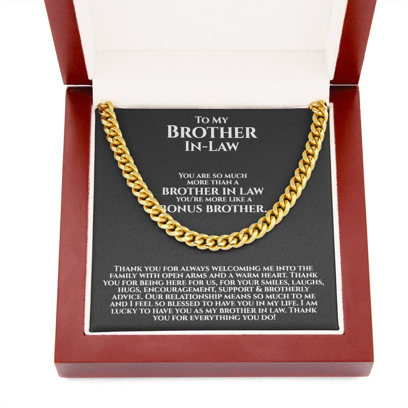 To My Brother In Law Necklace, Gifts for Brother In Law Birthday, Bonus Brother Gifts, Unbiological Bro, Cuban Link Chain Necklace