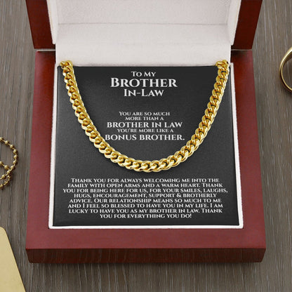 To My Brother In Law Necklace, Gifts for Brother In Law Birthday, Bonus Brother Gifts, Unbiological Bro, Cuban Link Chain Necklace