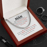 To My Man Cuban Link Chain -  Boyfriend Husband Gift You are my life, my inspiration, my strength and my soulmate - Romantic Gifts for Him, Men's Necklace, Valentines Day Gift for Him, Gift For Men LX095C