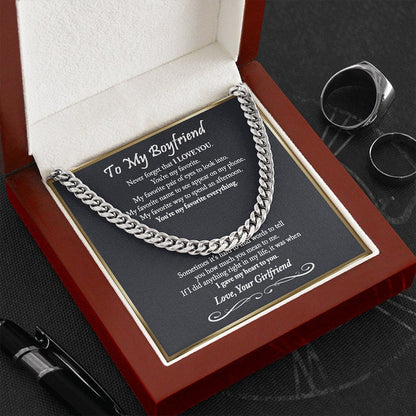 To My Boyfriend Cuban Chain Necklace, Romantic Gift for Boyfriend - I gave my heart to you - Unique Anniversary Gift for Boyfriend, Boyfriend Birthday LX104L