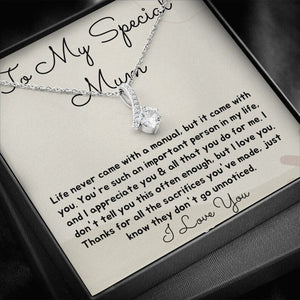 Jewelry, Necklace, Message Card, Mother's Day Gift, To My Bonus Mom, Alluring Beauty Necklace Gift, Gift From Daughter Son