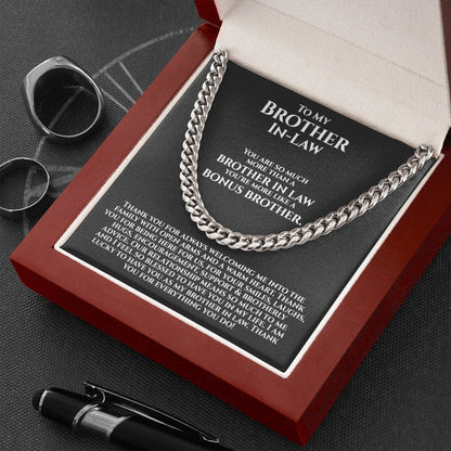 To My Brother In Law Necklace, Gifts for Brother In Law Birthday, Bonus Brother Gifts, Unbiological Bro, Cuban Link Chain Necklace