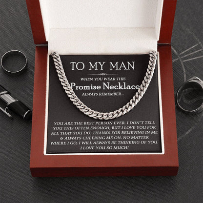 To My Man Promise Necklace, I Love You So Much Cuban Chain Necklace for Him, Romantic Jewelry for Boyfriend/Husband,